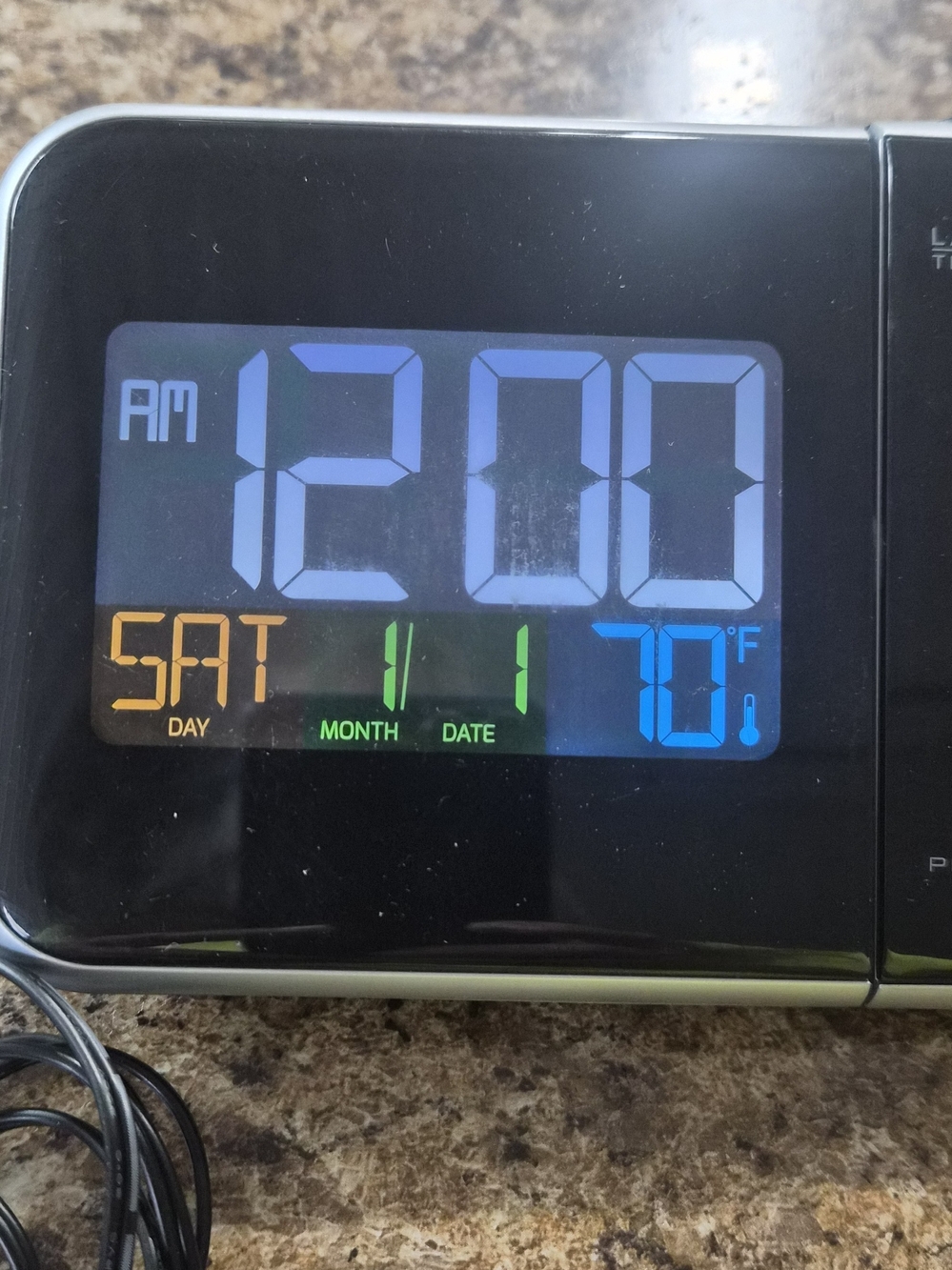 LaCrosse Black Digital Alarm Clock with Multicolor Display